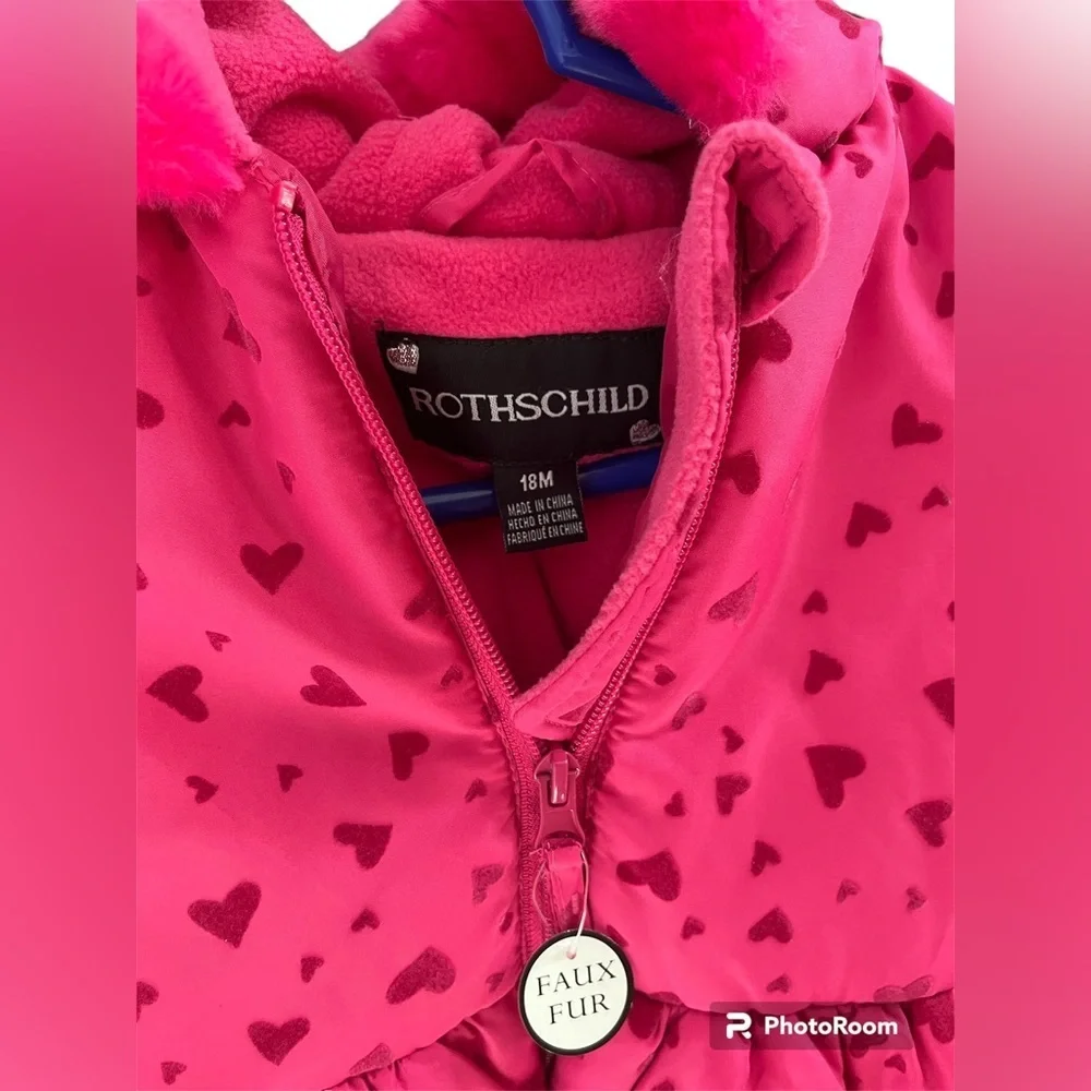 Rothschild 18 months Jacket NWT pink w/ velvet hearts winter coat & mittens.